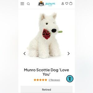 Jellycat Munro Scottie Dog “Love You”